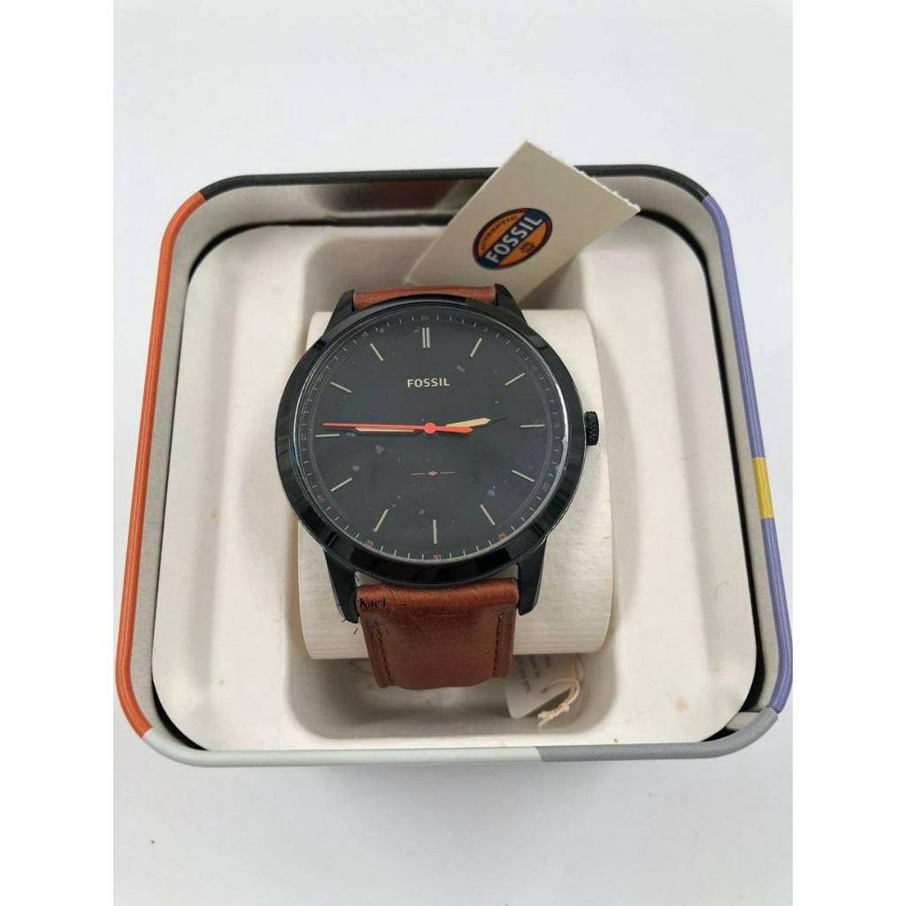Jam Tangan Fossil FS5305 Men Black Dial Light Brown Leather Strap