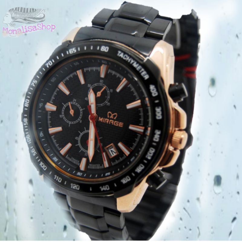 jam tangan pria Mirage original 8305 Hitam Rosegold