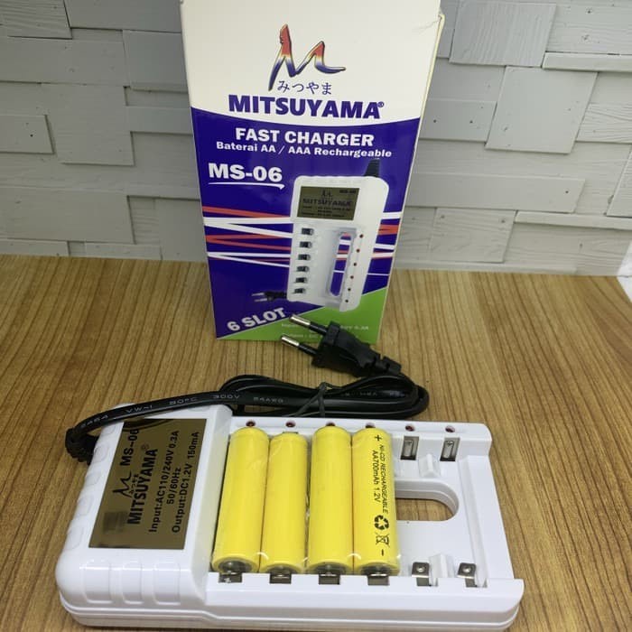 CHARGER BATERAI AA AAA 6 SLOT MITSUYAMA MS-06 CAS BATERAI AA AAA