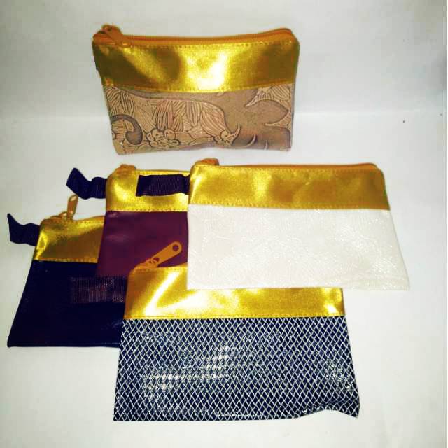 Souvenir pernikahan dompet pouch gorden besar lis emas