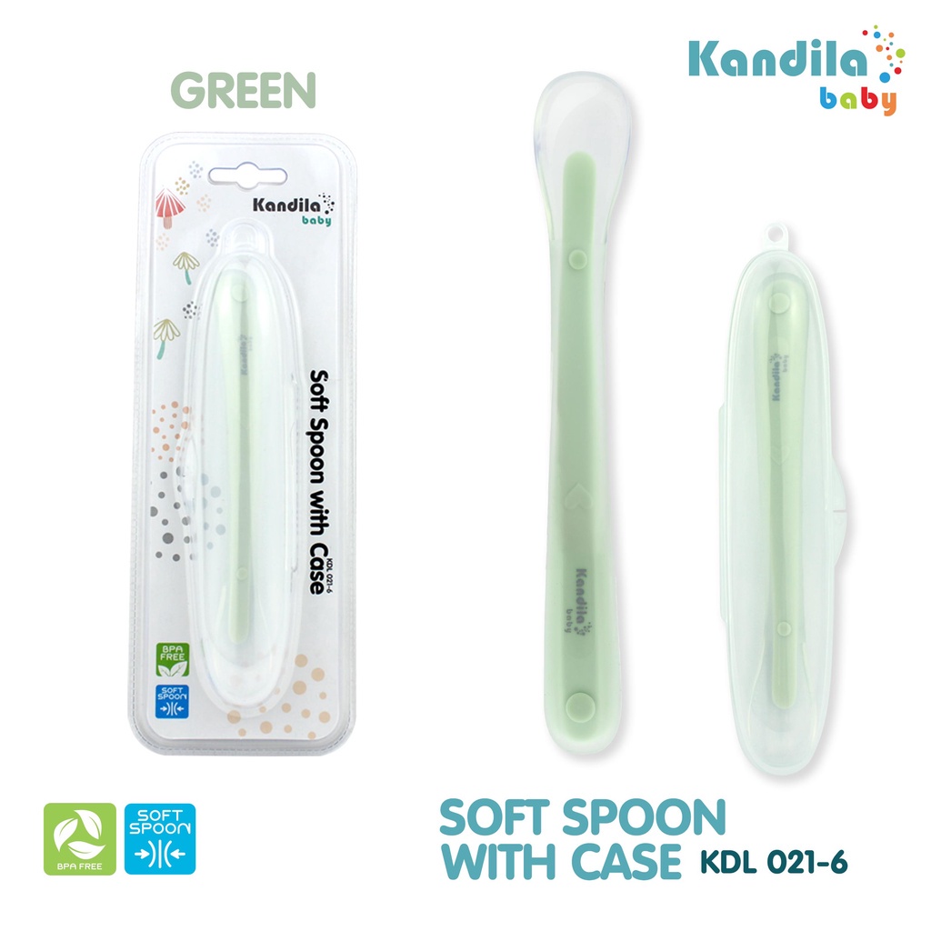 Kandila Baby Soft Spoon With Case KDL 021-6 Sendok Makan Silikon Bayi