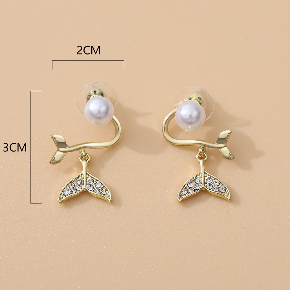 Anting Tusuk Gantung Wanita Desain Ekor Ikan Hias Mutiaraberlian Gaya Eleganretro Kreatif Untuk Hadiah