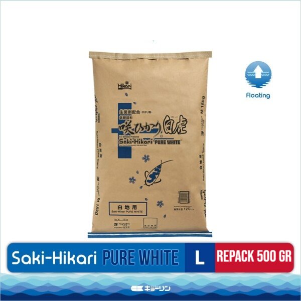 Saki Hikari Pure White Size L Large Repack 500gr 500 gram Makanan Koi