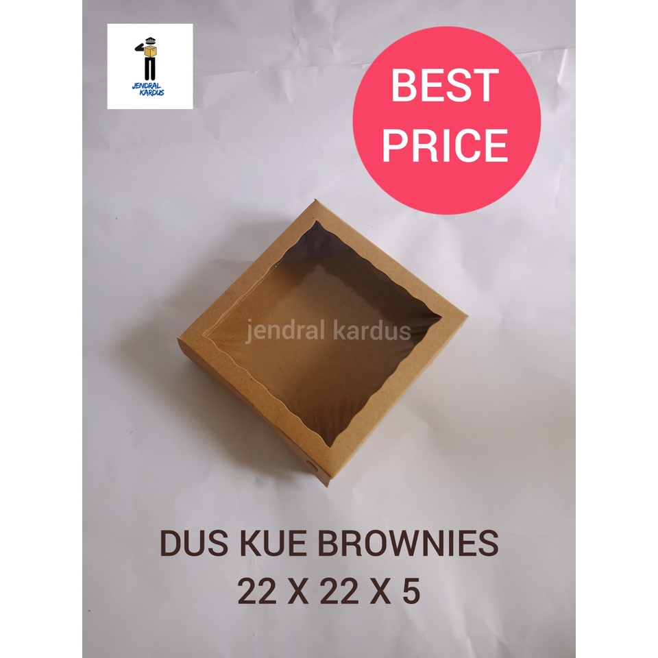 10 PCS Uk. 22x22x5 cm DUS KUE BROWNIES BUKAAN DEPAN DUS KUE DUS KUE CANTIK DUS MAKANAN DUS JENDELA L