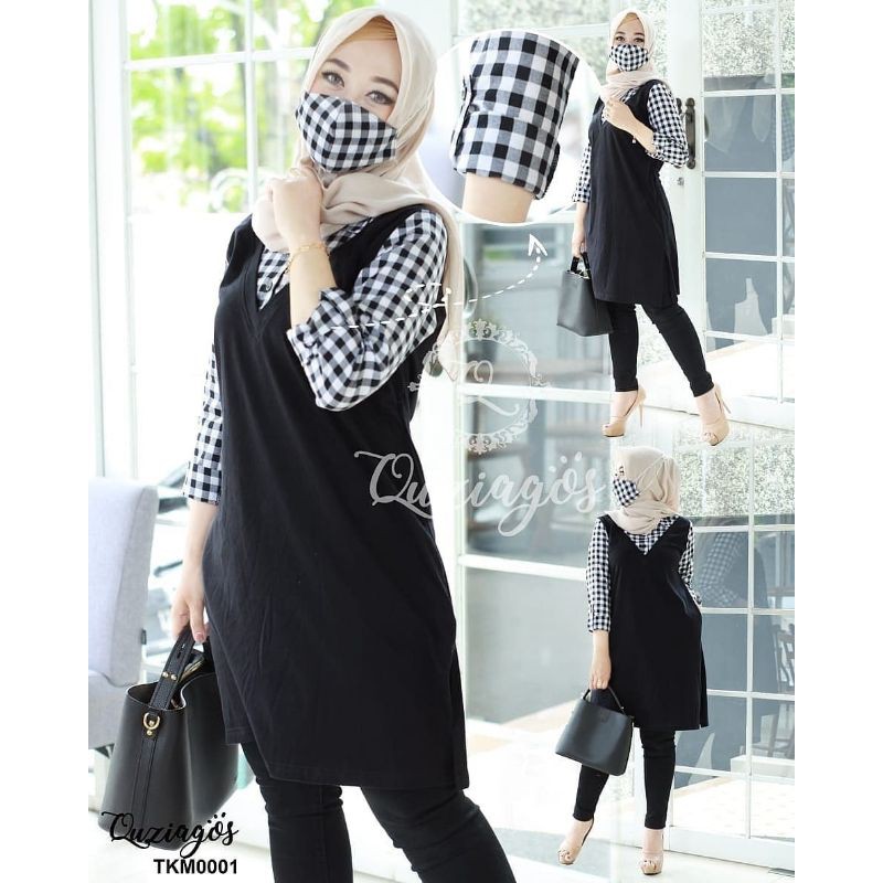 NEW OPEN PO SIAPA CEPAT DIA DAPAT TKM0001 Tunik Kaos Mix Katun Kotak Quziagos