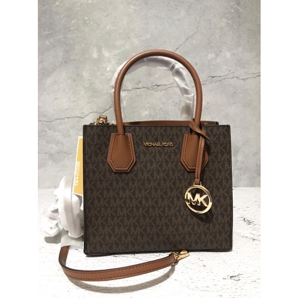 tas michael kors Mercer Medium Messenger Signature Brown