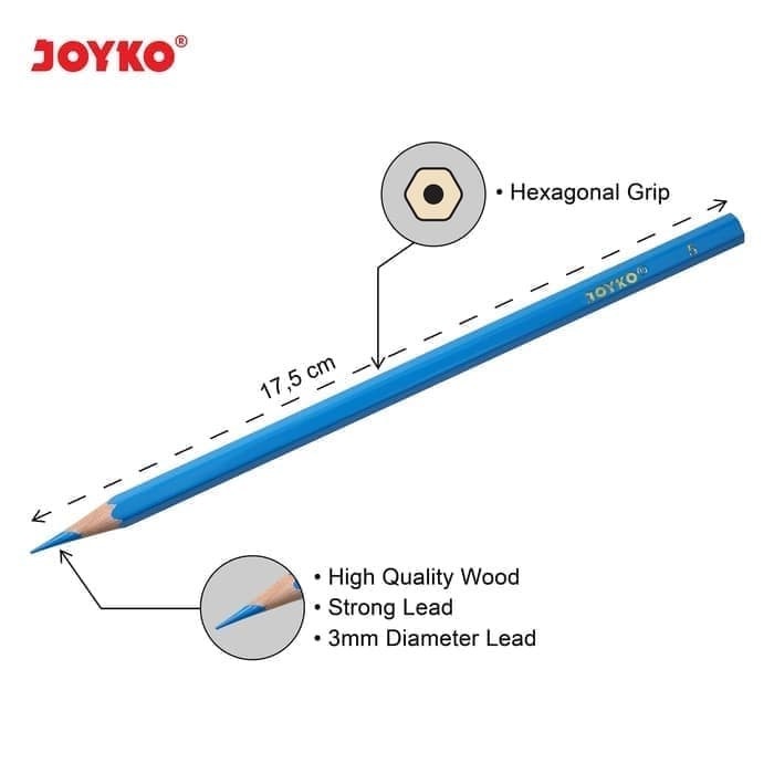 

WARNAPENSIL- PENSIL WARNA JOYKO CP-12PB - COLOR PENCIL - 12 WARNA -PENSIL WARNA