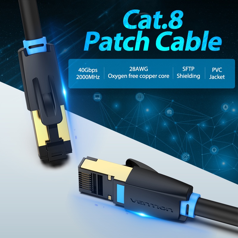 Vention Kabel LAN Ethernet RJ45 cat8 40gbps Profesional High Speed Laptop PS4 Router