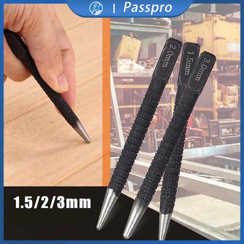 

Drip Center Punch Penanda Titik Tengah 3pcs Metal Drill Pointer Penanda Titik Bor otomatis