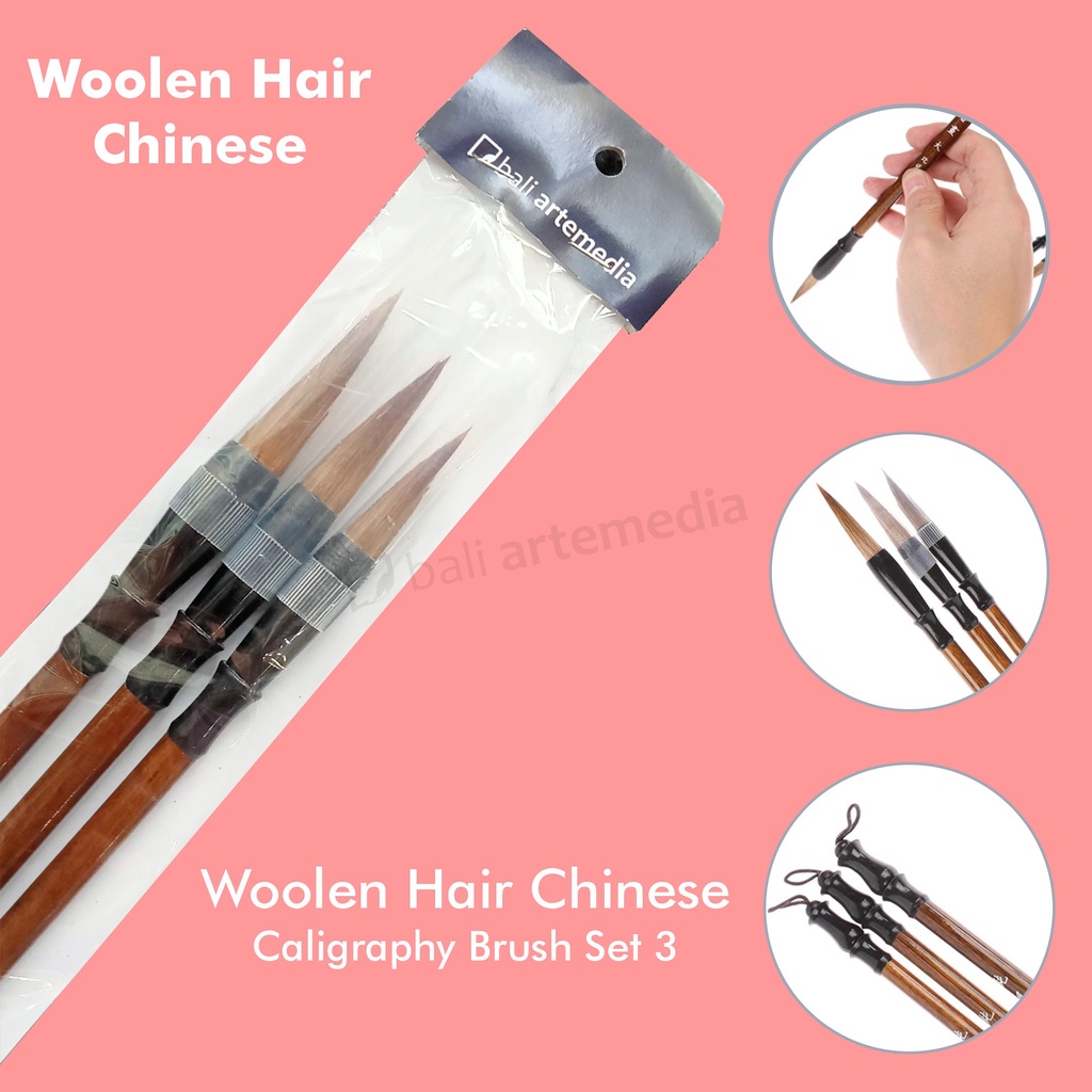 Woolen hair chinese caligraphy brush set 3