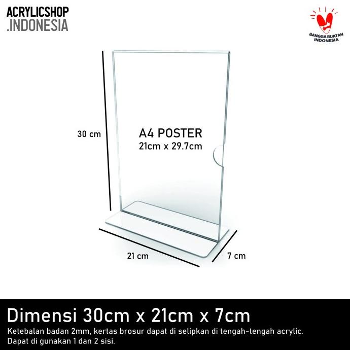 

Akrilik Tempat Brosur A4/Acrylic Tent Card Holder Stand 2Sisi A4 Typet Best Produk