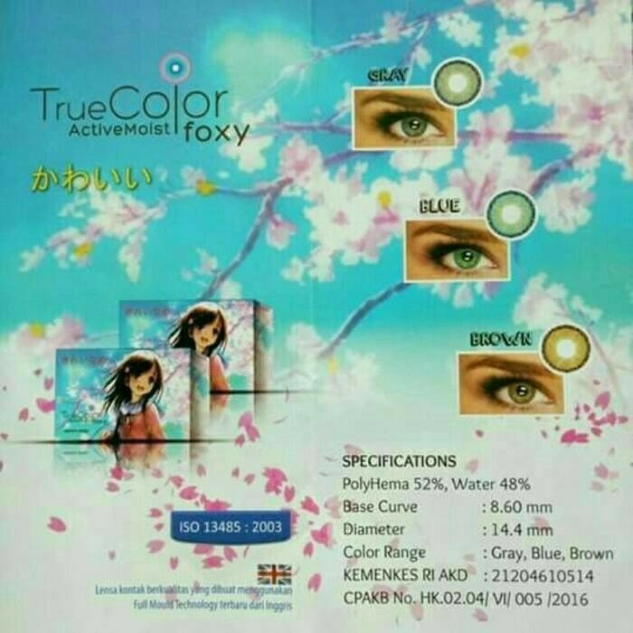 SOFTLENS FOXY TRUE COLOR NORMAL (GREY,BROWN,BLUE) 14.4mm