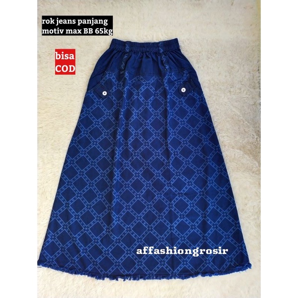 Rok jeans panjang rempel kancing dewasa/rok jeans wanita/rok jeans polos premium terlaris-Motiv rawis