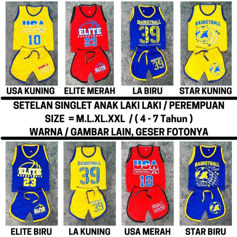 setelan singlet laki laki 4-7 tahun murah baju set anak laki laki  baju harian anak cowo bisa cod