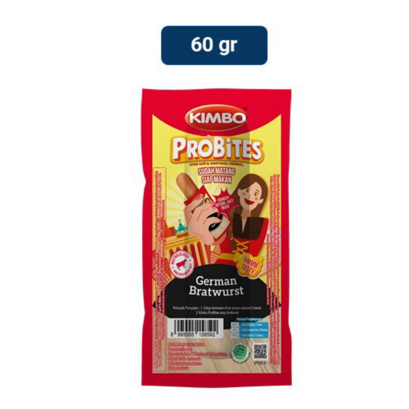Kimbo Probites Sosis sudah matang siap makan German Bratwurst [60Gr]