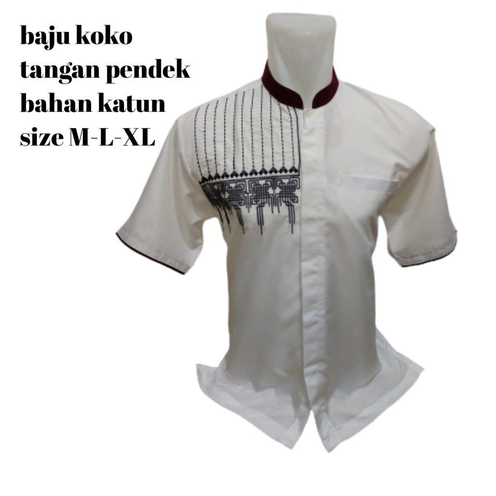 Baju Koko Lengan Pendek Plus Tasbih Kayu/Harga Grosir/Best Seller/Bisa COD