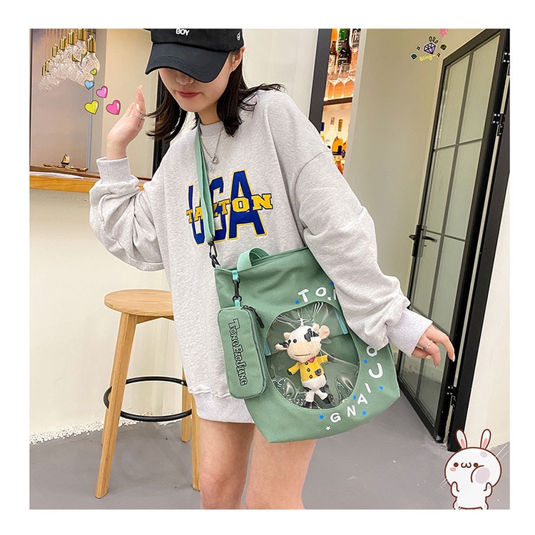 [littlecrab] Tote Bag Sapi Lucu Cow Hitam Putih Unisex Totebag Tas Wanita Pria Sapi Timbul Transparan + Tas Kecil Unik Korean Style