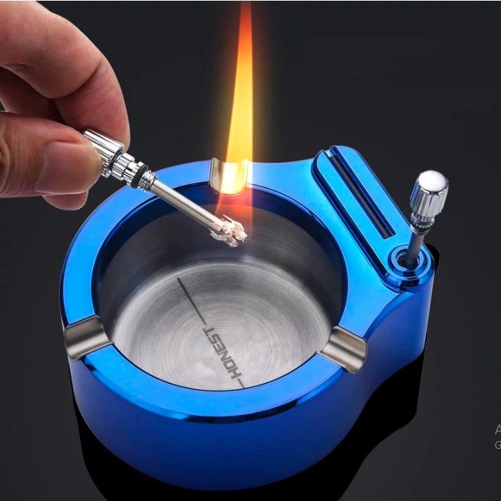 2 in 1 Asbak Logam + Pemantik Gesek Metal Ashtray & Lighter Asbak Stainless Plus / Asbak Korek Api R