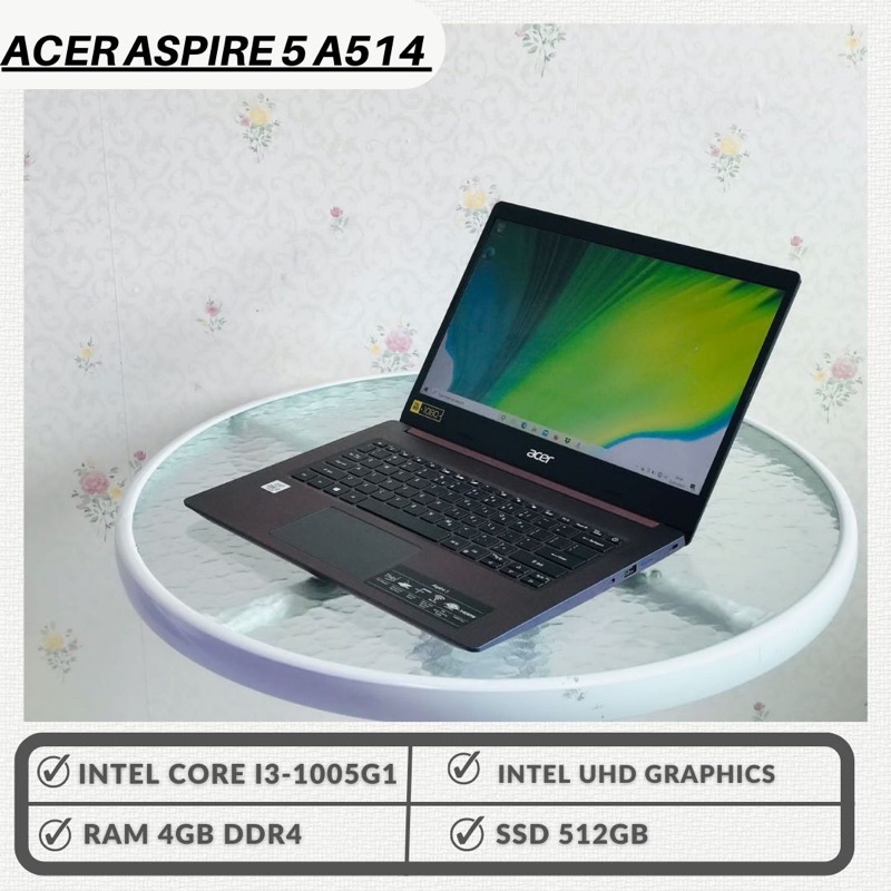 LAPTOP ACER ASPIRE 5 A514-53 INTEL CORE I3-1005G1 RAM4GB SSD512GB WIN10+OHS 14INCH/LAPTOP KULIAH MAH