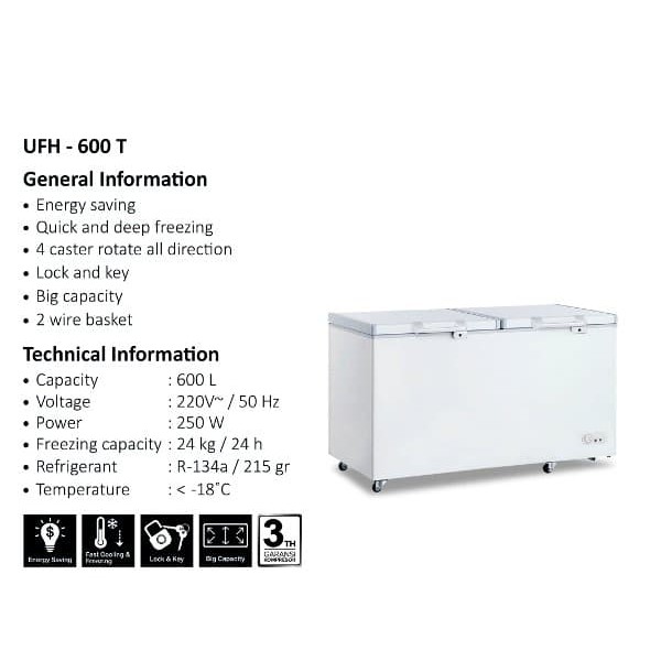 MASPION UFH 600 T - CHEST FREEZER BOX 600 LITER / UFH600T