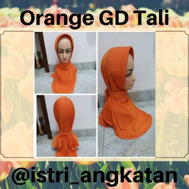 Jilbab Orange Garis Dua Tali