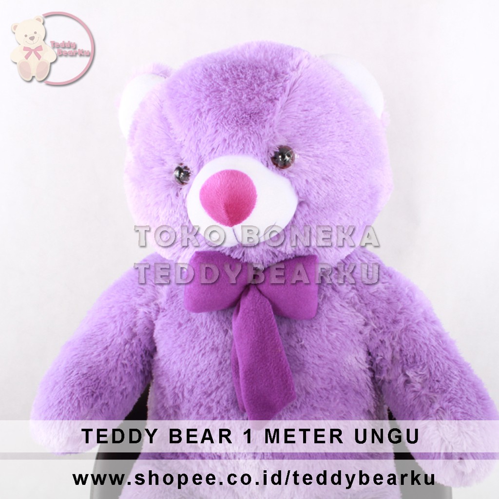 BONEKA TEDDY BEAR JUMBO UKURAN 1 METER WARNA UNGU KHAS BANDUNG