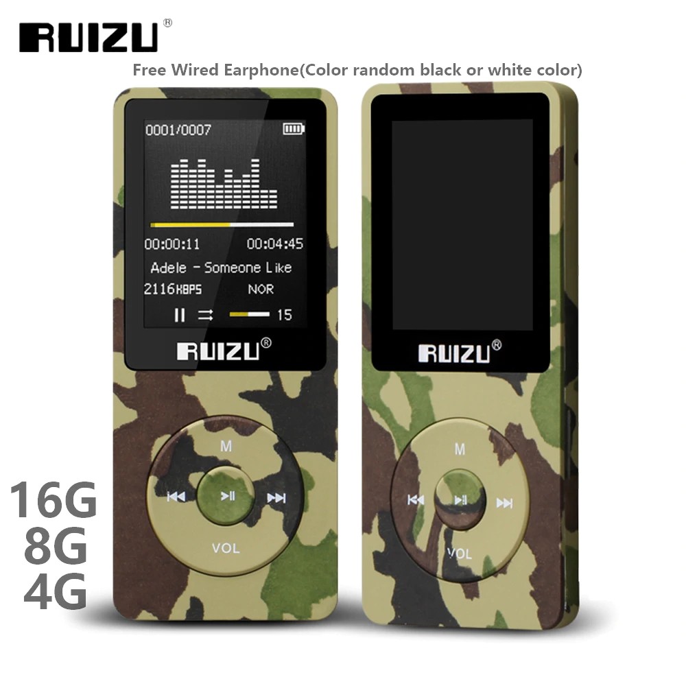 earphone RUIZU X02 Ultrathin Mp3 Player Usb 4GB 8Gb 16GB Storage 1.8 Inch Screen Play 80h High