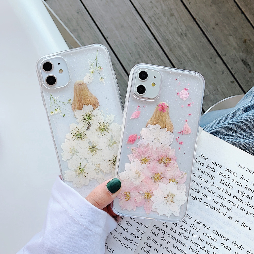 Real Dried Flowers Back View Soft TPU Cover Case for iPhone 12 Pro Max