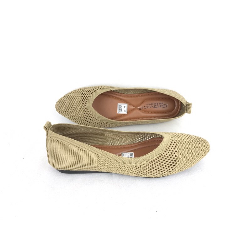 Sepatu Flat Wanita Slip On Bahan Rajut Import DO-16 GRAVICI