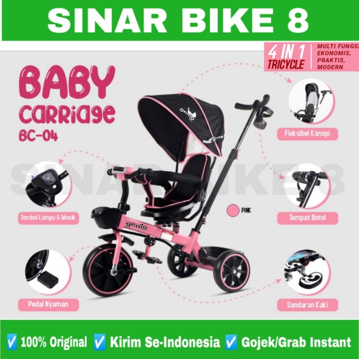 Sepeda Anak Roda Tiga GENIO BC 04 BABY CARRIAGES Kursi Putar Tricycle Anak