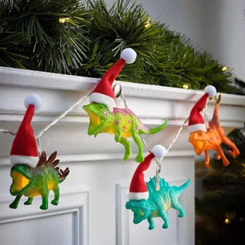 Zzz Lampu String 1.5m Bentuk Dinosaurus Untuk Dekorasi Natal