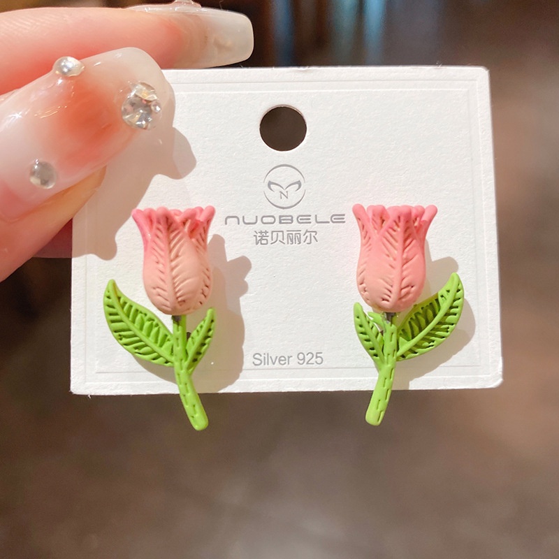 Anting Stud Desain Tulip Untuk Aksesoris Perhiasan Anak Perempuan