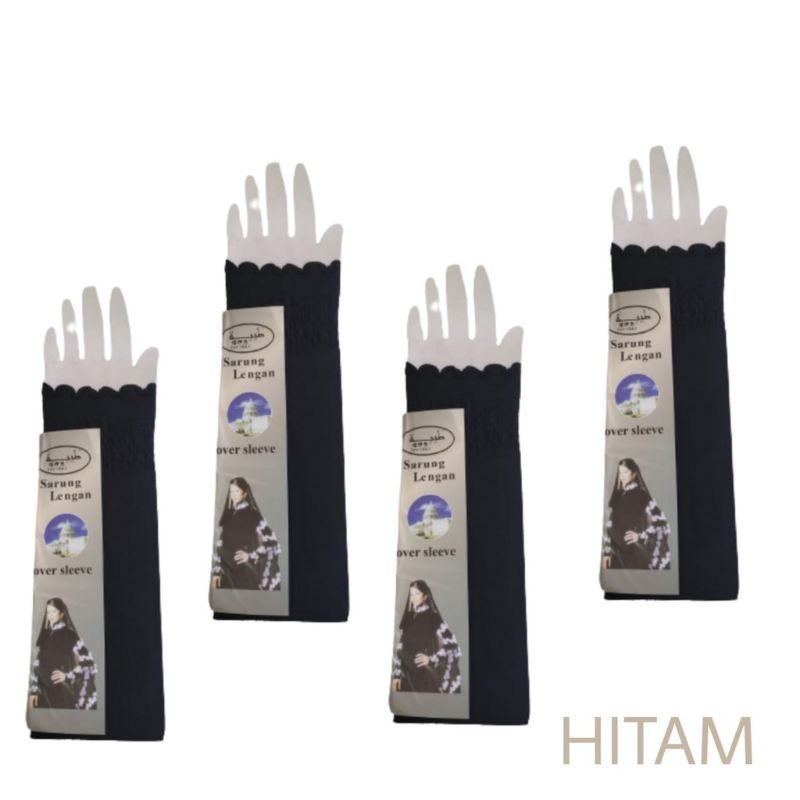 manset Hijab hitam polos - manset tangan hijab - handshock manset renda