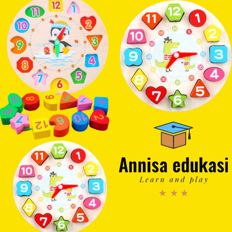 PUZZLE BLOK JAM MERONCE JAM MAINAN EDUKASI ANAK MAINAN ANAK MAINAN JAM JAM ANAK