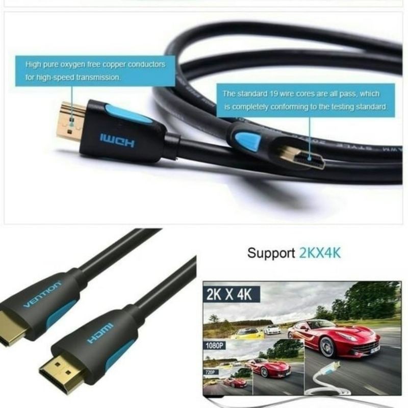 Vention M02 Kabel hdmi male to male 3 meter v2.0 Ultra HD 4K