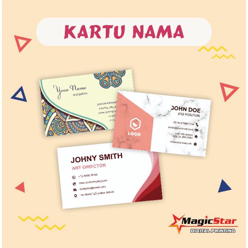 

Kartu Nama 1 Sisi / 2 Sisi Free Disain Template Disain Sendiri Custom Free Box Laminasi Doff Glossy