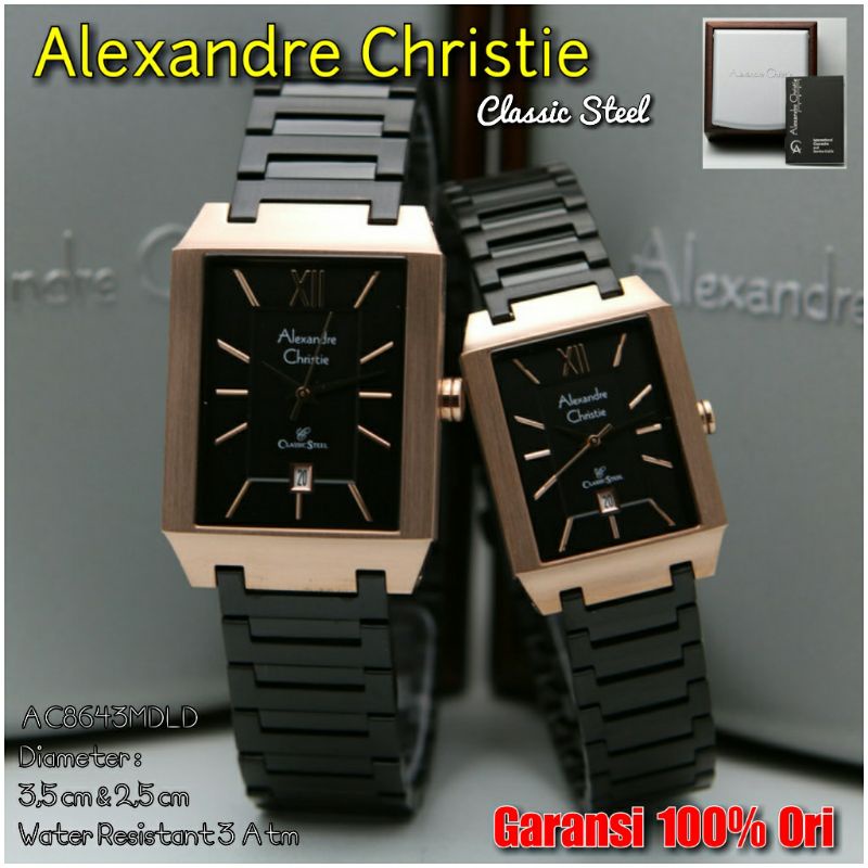 Jam tangan couple Alexander Cristie original rantai kotak AC 8643 ALEXANDER CRISTIE Garangsi Resmi 1