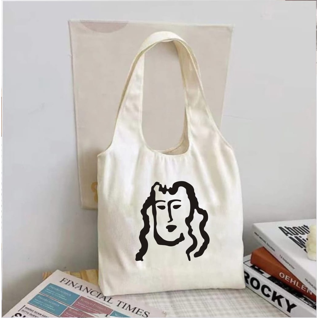 Tote bag model terbaru korean bahan serat kanvas (Toko Uci)8