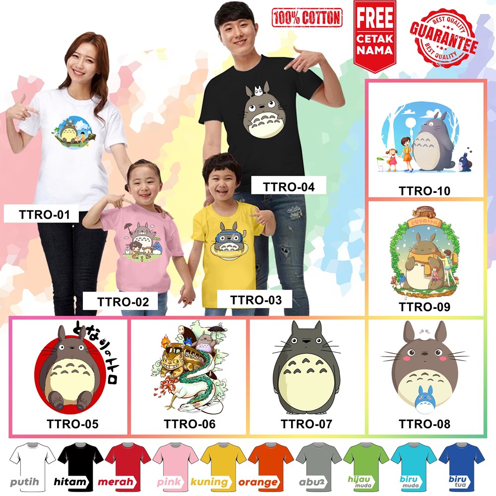 [FREE NAMA!!] Baju Kaos ANAK DAN DEWASA TOTORO BANYAK MOTIF