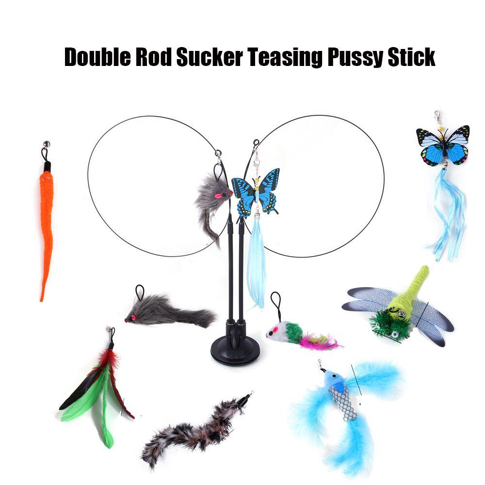 Solighter Sucker Pussy Stick Untuk Anak Kucing Bermain Bulu Furry Bird Replacement Tease Cat