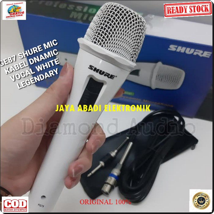 G87 SHURE legendary Mic kabel Microphone cable mik karaoke vocal vokal audio sound system pengeras suara pro profesional mikrophone dynamic legendaris white putih musik G87  BISA SEGALA JENIS AUDIO SYSTEM  TERBUAT DARI BESI METAL  Langsung nyala tanpa bat