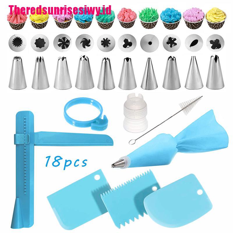 18pcs / Set Nozzle Piping Icing Untuk Alat Baking