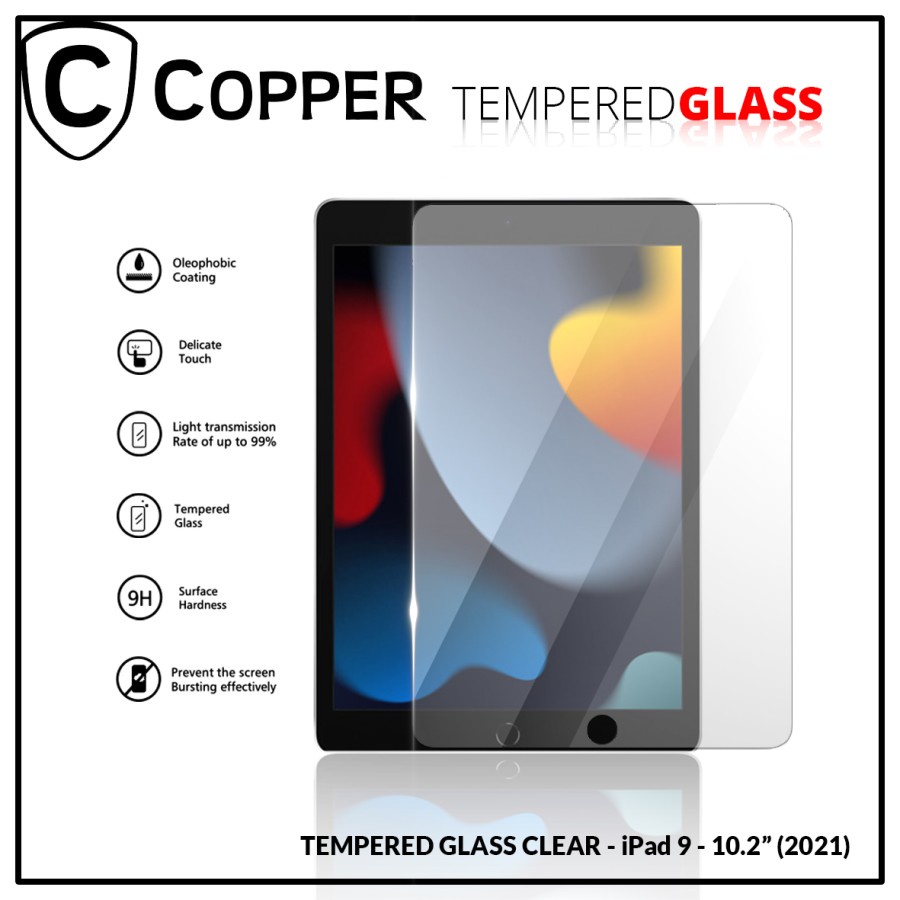 Ipad 9 / 10,2&quot; (2021) - COPPER TEMPERED GLASS FULL CLEAR