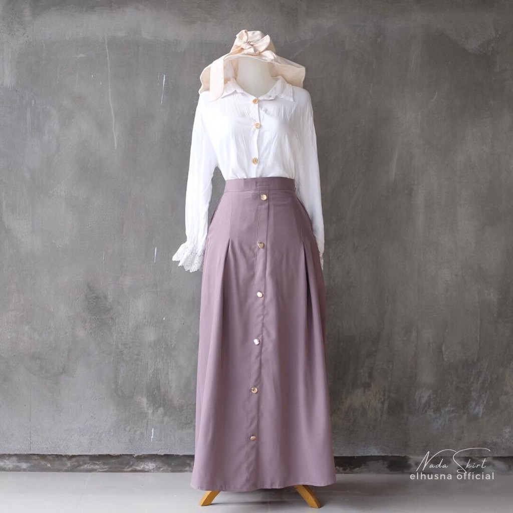 [𝐄𝐥𝐡𝐮𝐬𝐧𝐚] nada skirt / rok formal / rok lebar / rok kerja / rok panjang / bawahan wanita / rok A