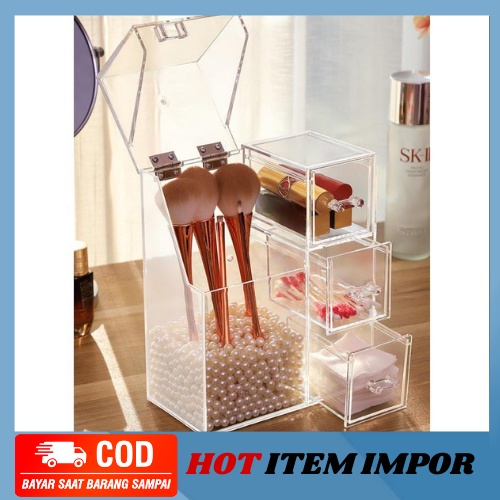 MB63-GC503 Rak Organizer Multifungsi Brush Make Up + Mutiara Rak Anting Acrylic Impor