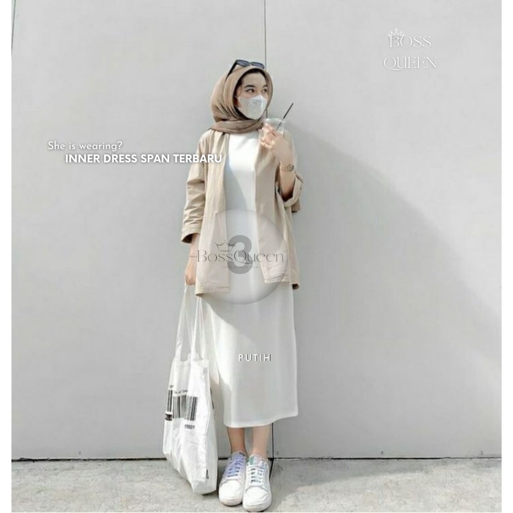 Inner Dress Panjang Bahan Jersey Tanpa Lengan - Iner Gamis Wanita Premium/inner dress polos panjang/