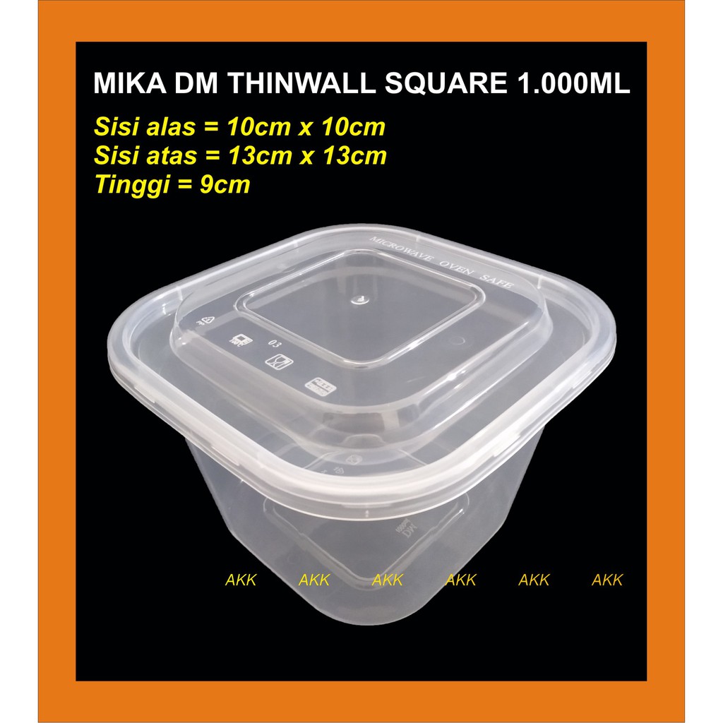 Thinwall Dm Square 1000ml 1010 / Kotak Makan / Thinwall Box (50 Pcs)