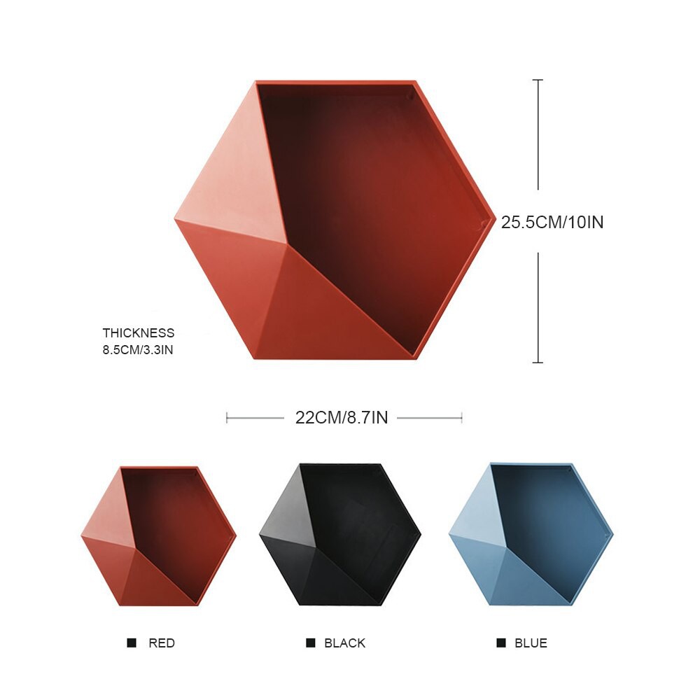 MurmerOfficial R353 KOTAK PENYIMPANAN HEXAGONAL GEOMETRIS GAYA NORDIC RAK GANTUNG DINDING