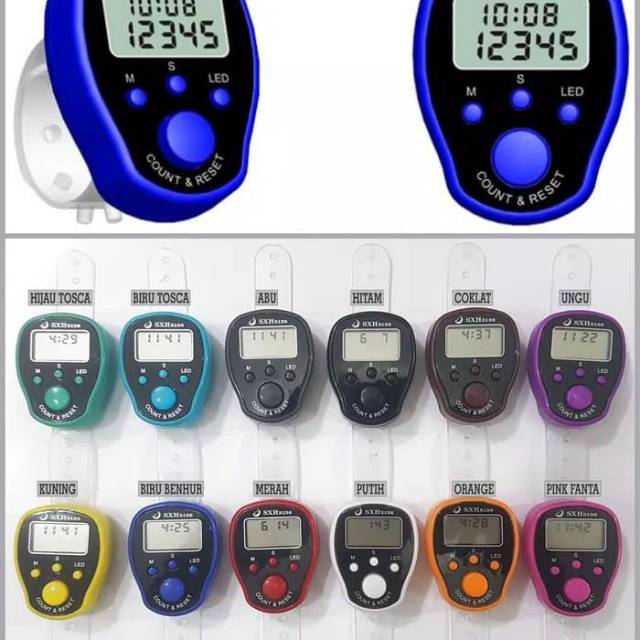 Tasbih Digital Led + Jam | Finger Counter LED + Jam