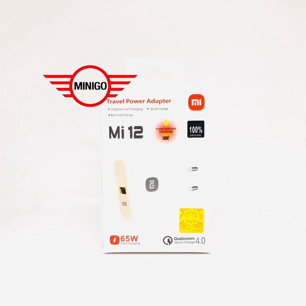 PROMO Adapter Charger Xiaomi 12 65W 4.0A 1usb Batok Kepala Charger Casan Xiaomi Redmi